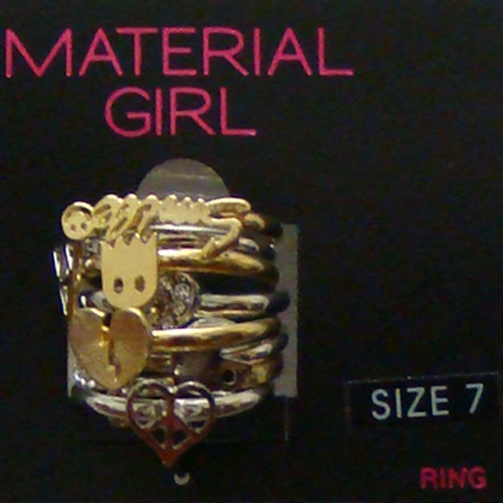Material Girl Gold Color Two Tone Emoticon Stackable Rings Size 7